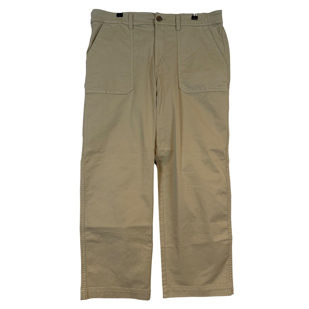 GAP Womens Ankle Trouser Tan Stretch Straight Leg Pants •14• Neutral Chino Prep